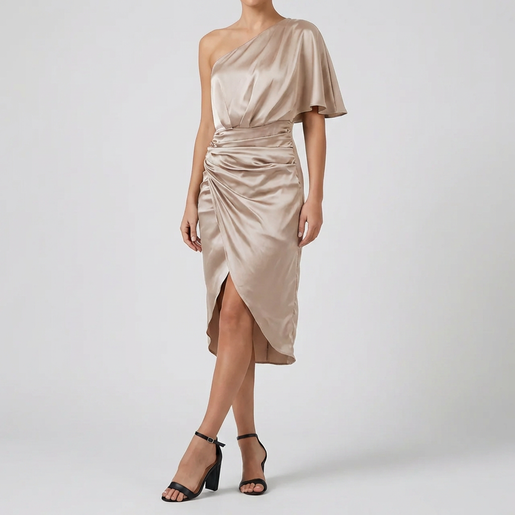 Vestido Asimétrico Sin Hombro