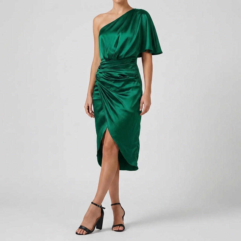 Vestido Asimétrico Sin Hombro