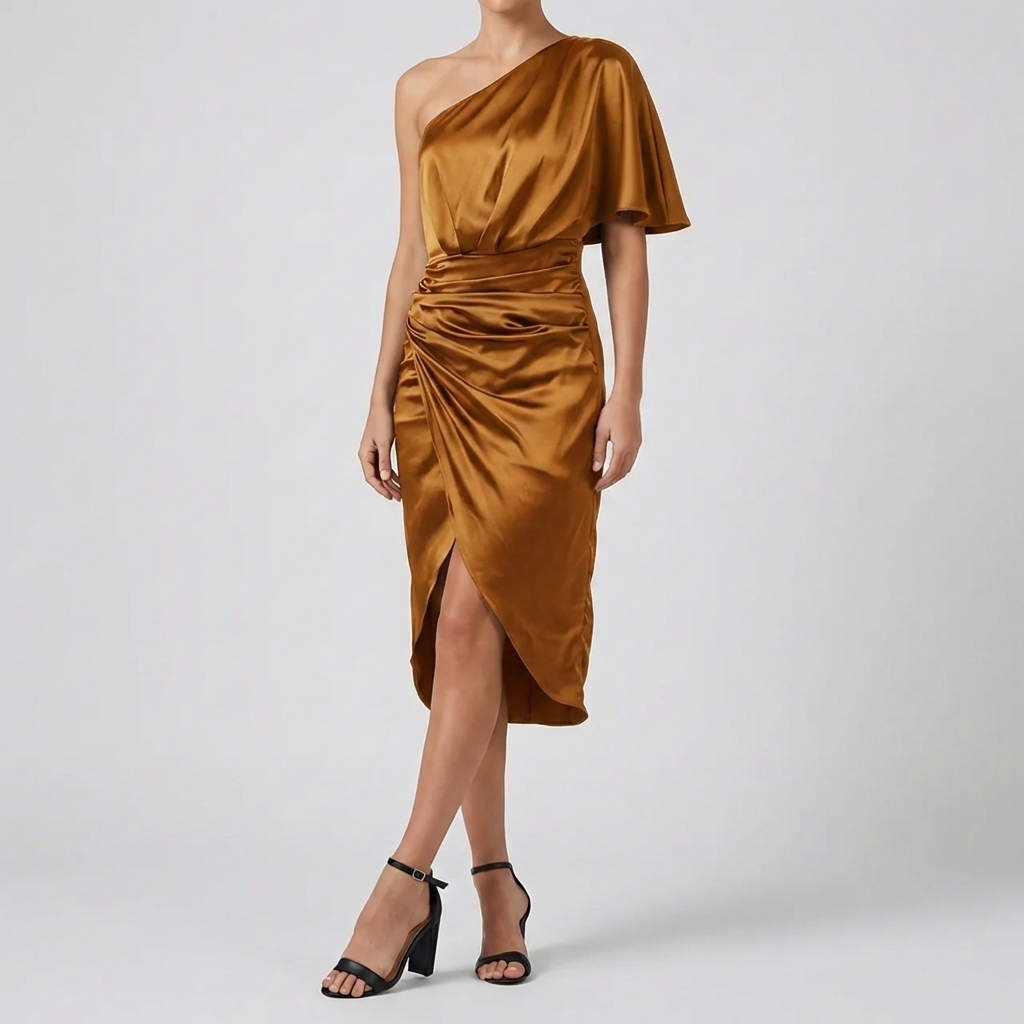 Vestido Asimétrico Sin Hombro