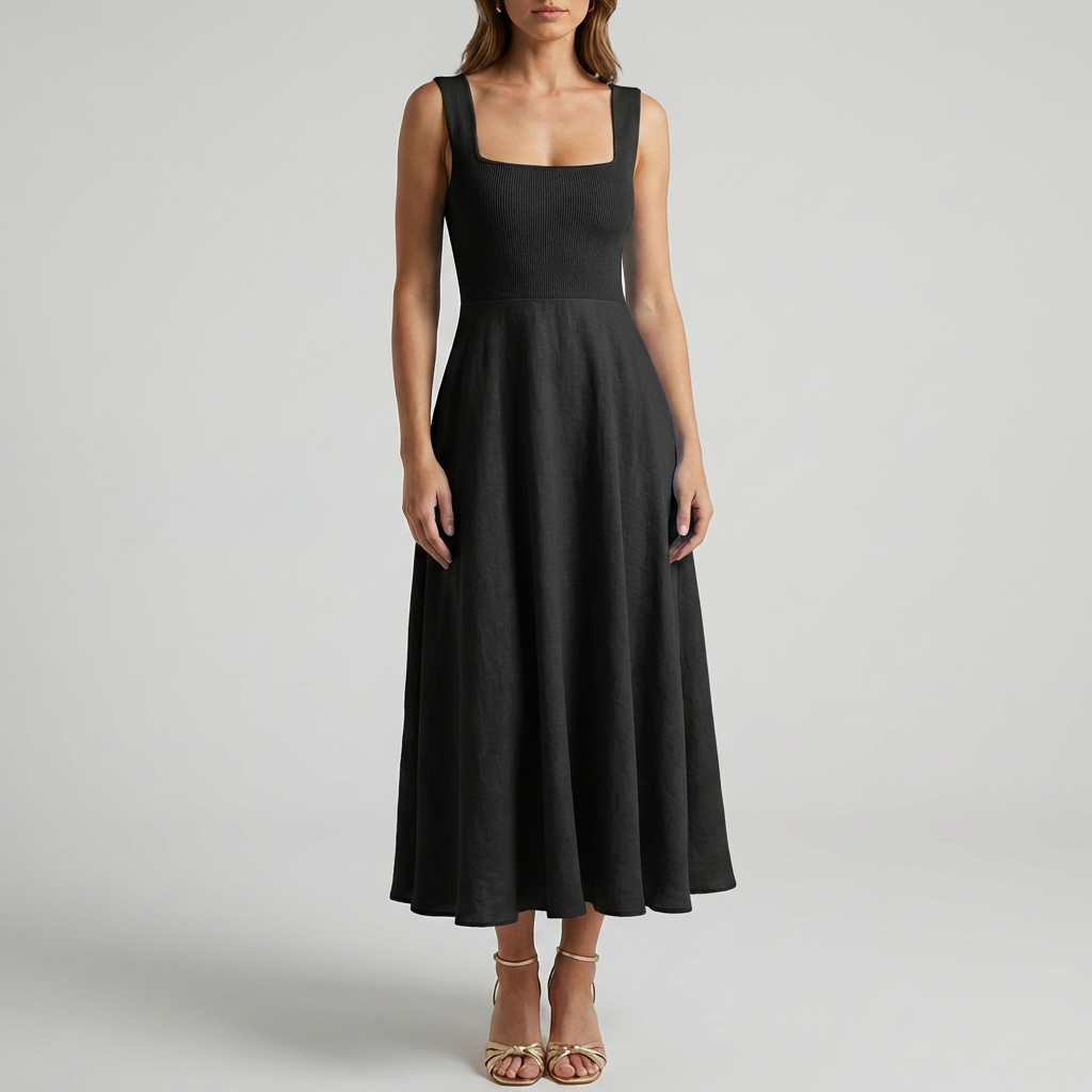 Vestido Elegante Sin Mangas Color Sólido para Mujeres