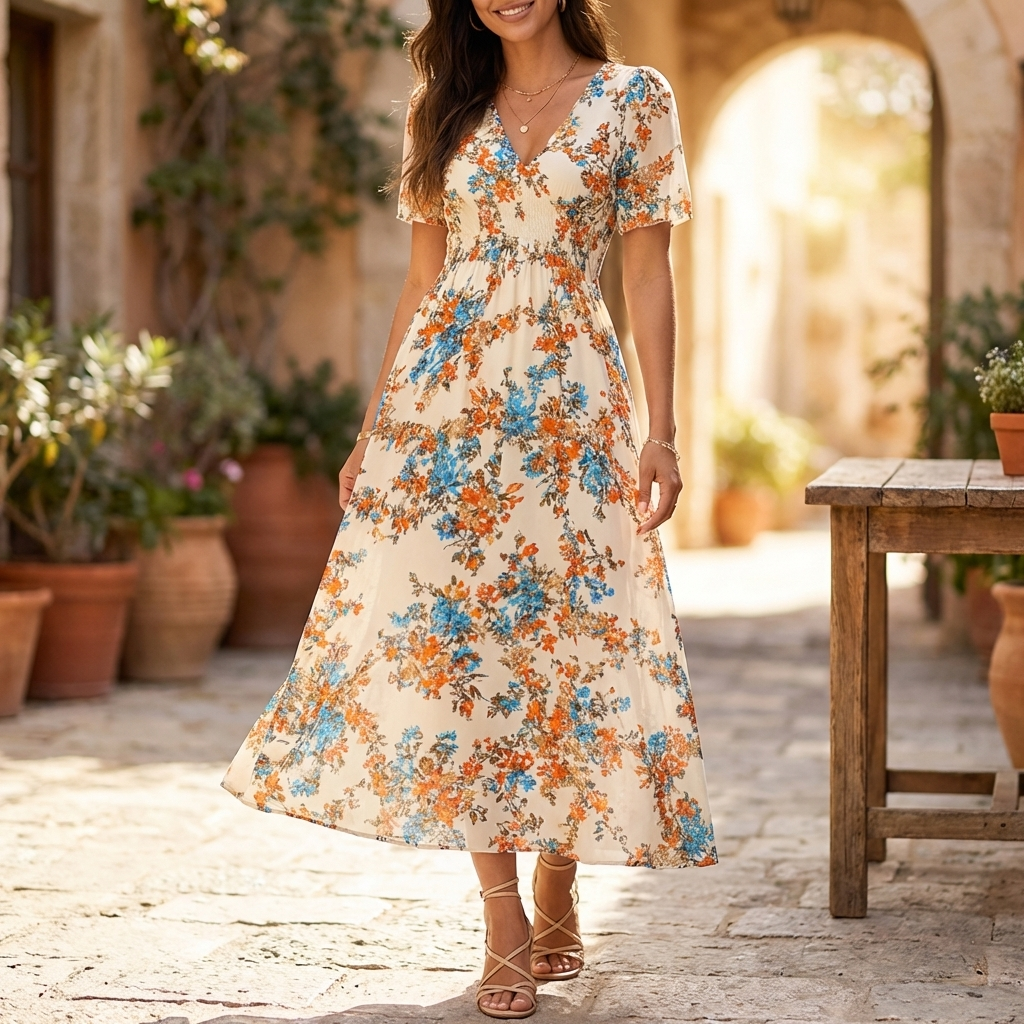 Vestido Midi Estampado Floral para Mujeres
