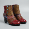 Botín de Tacón Bajo con Estampado Patchwork