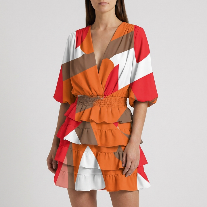 Vestido Envuelto con Volantes Estampado Floral