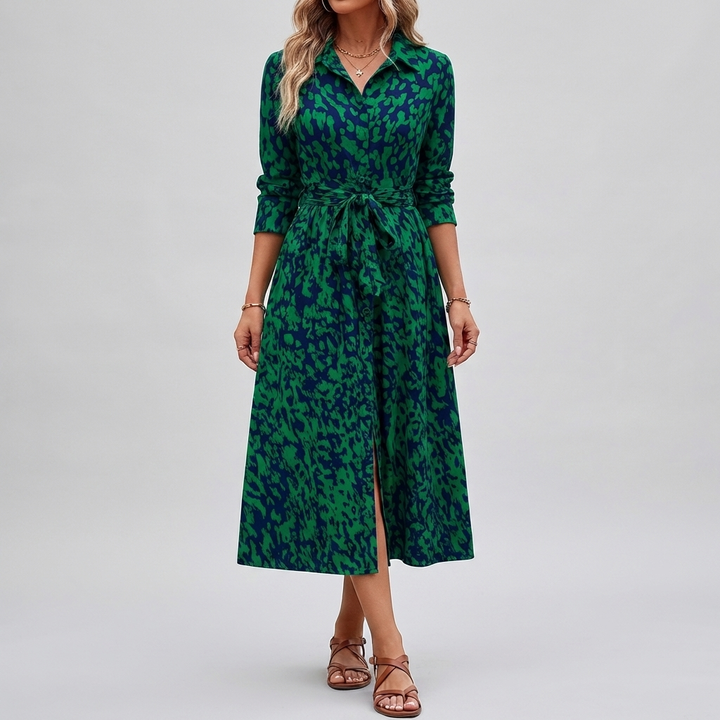 Vestido Camisa A Línea Impreso con Ventana para Mujeres