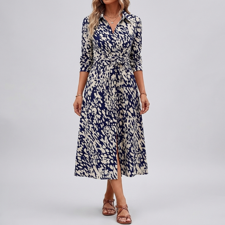 Vestido Camisa A Línea Impreso con Ventana para Mujeres