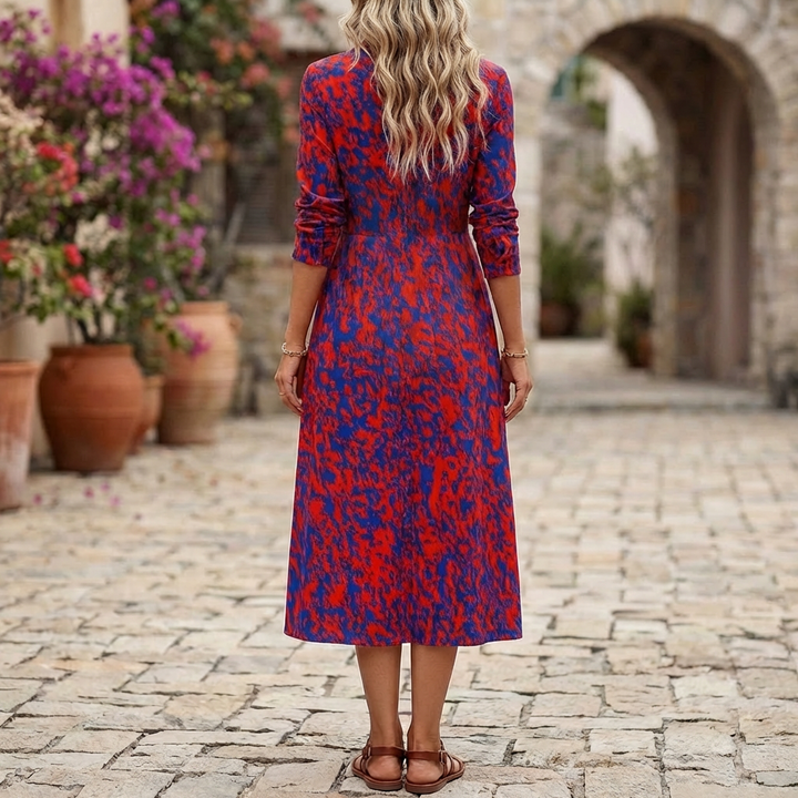 Vestido Camisa A Línea Impreso con Ventana para Mujeres