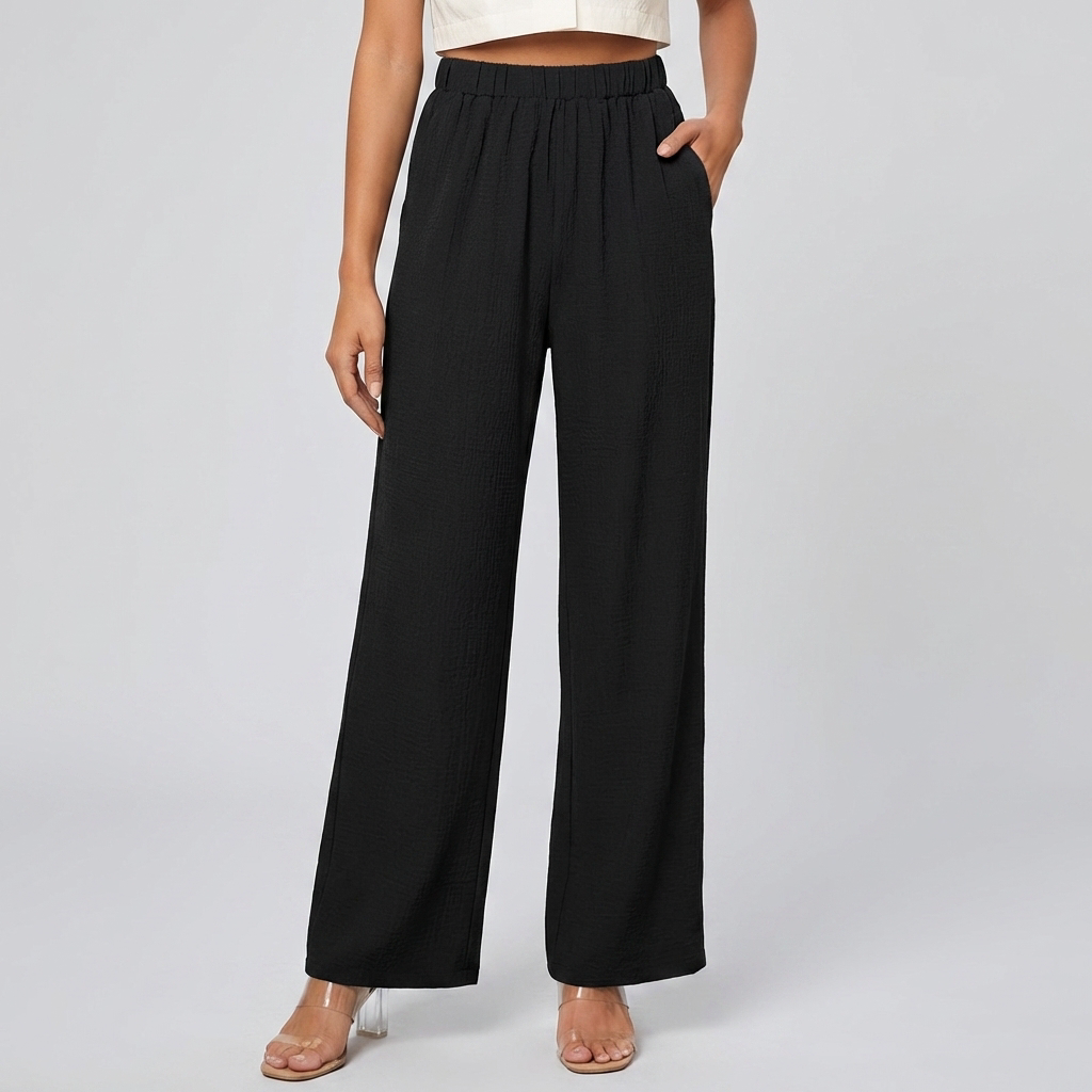 Pantalones de Pierna Recta para Mujeres con Cintura Elástica