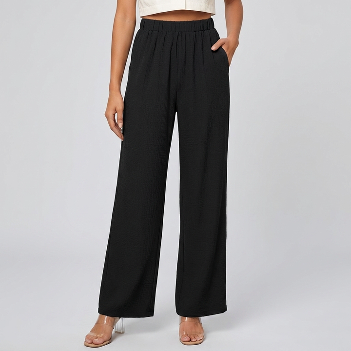 Pantalones de Pierna Recta para Mujeres con Cintura Elástica