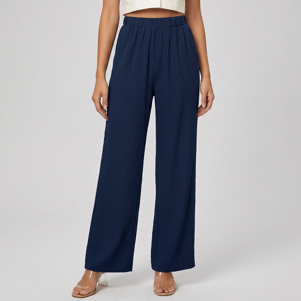 Pantalones de Pierna Recta para Mujeres con Cintura Elástica