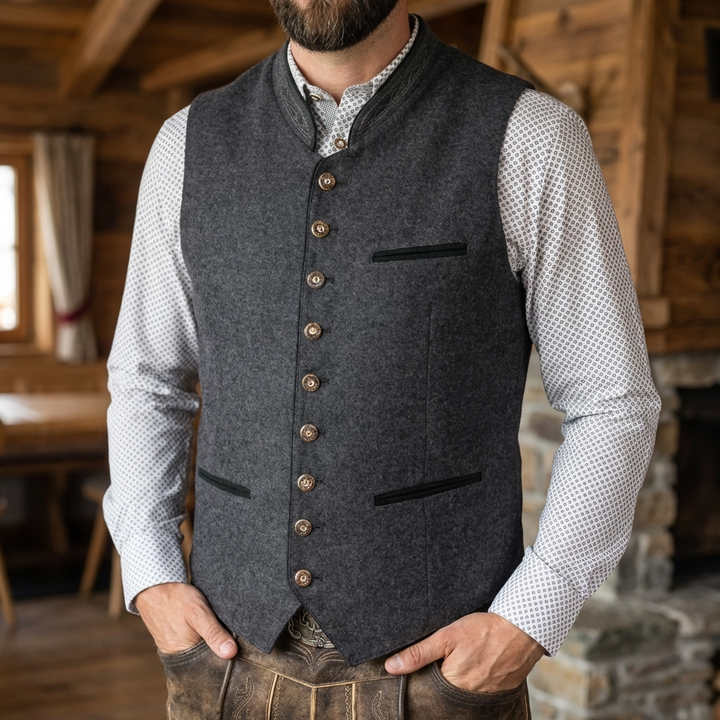 Chalecos de Cuello Alto con Botones para Hombres