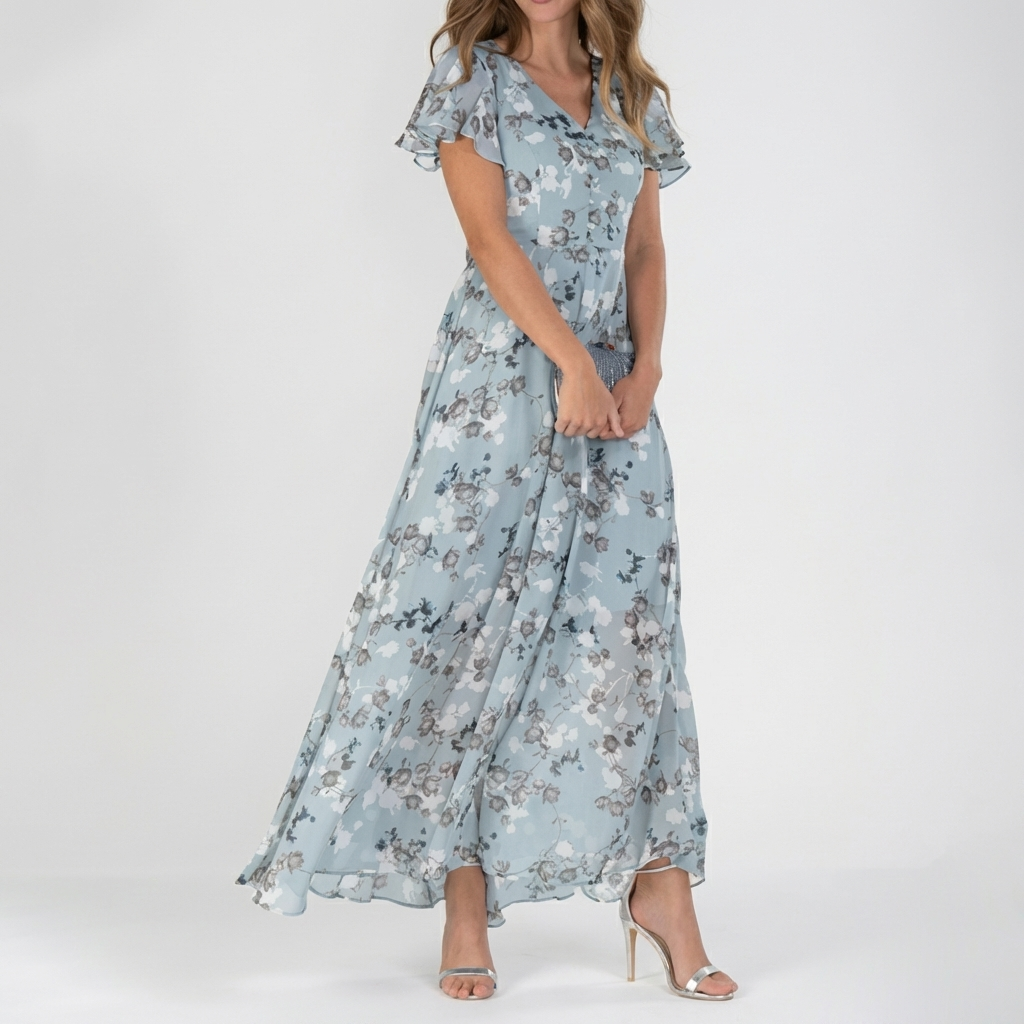 Vestido Maxi Floral Vintage para Mujeres