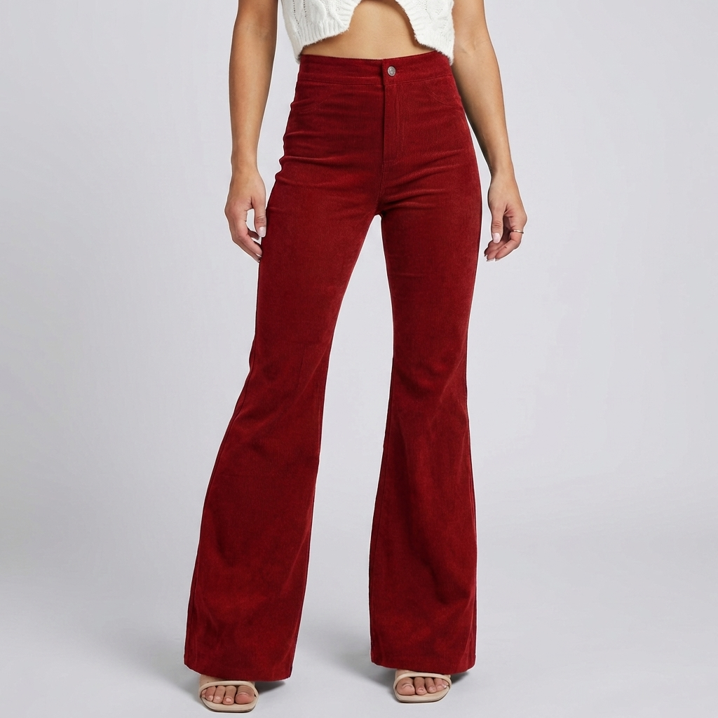 Pantalones Acampanados de Terciopelo Trendy para Mujeres