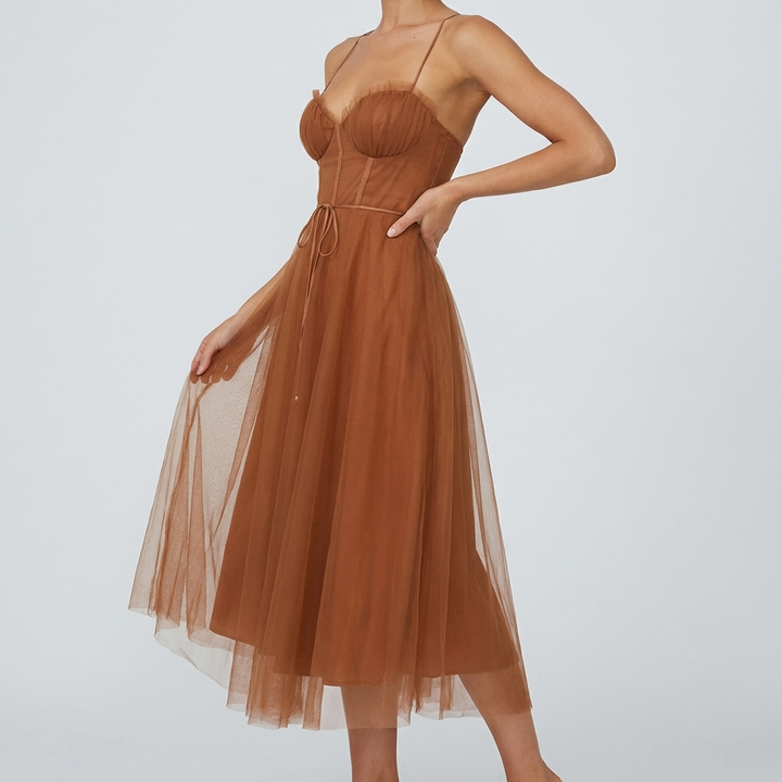 Vestido Maxi Sin Mangas Ligero para Mujeres con Cuello en V