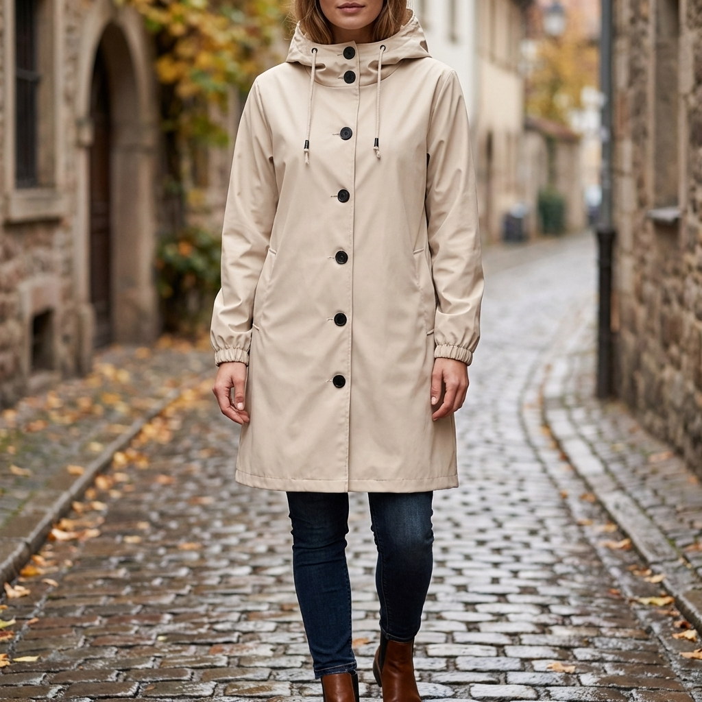 Chaqueta de Lluvia con Capucha Impermeable para Mujeres