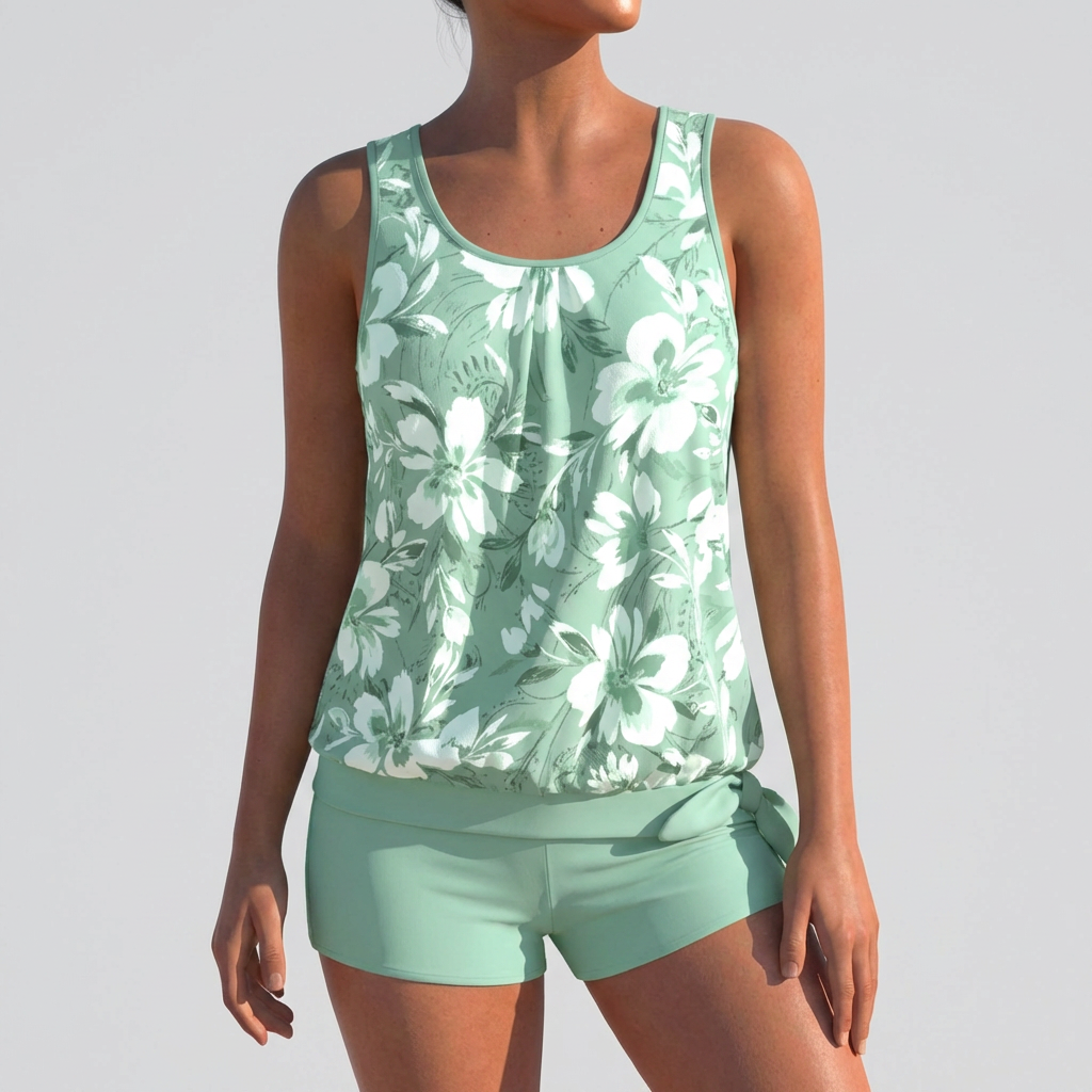 Traje de baño tankini para mujeres conjunto de dos piezas