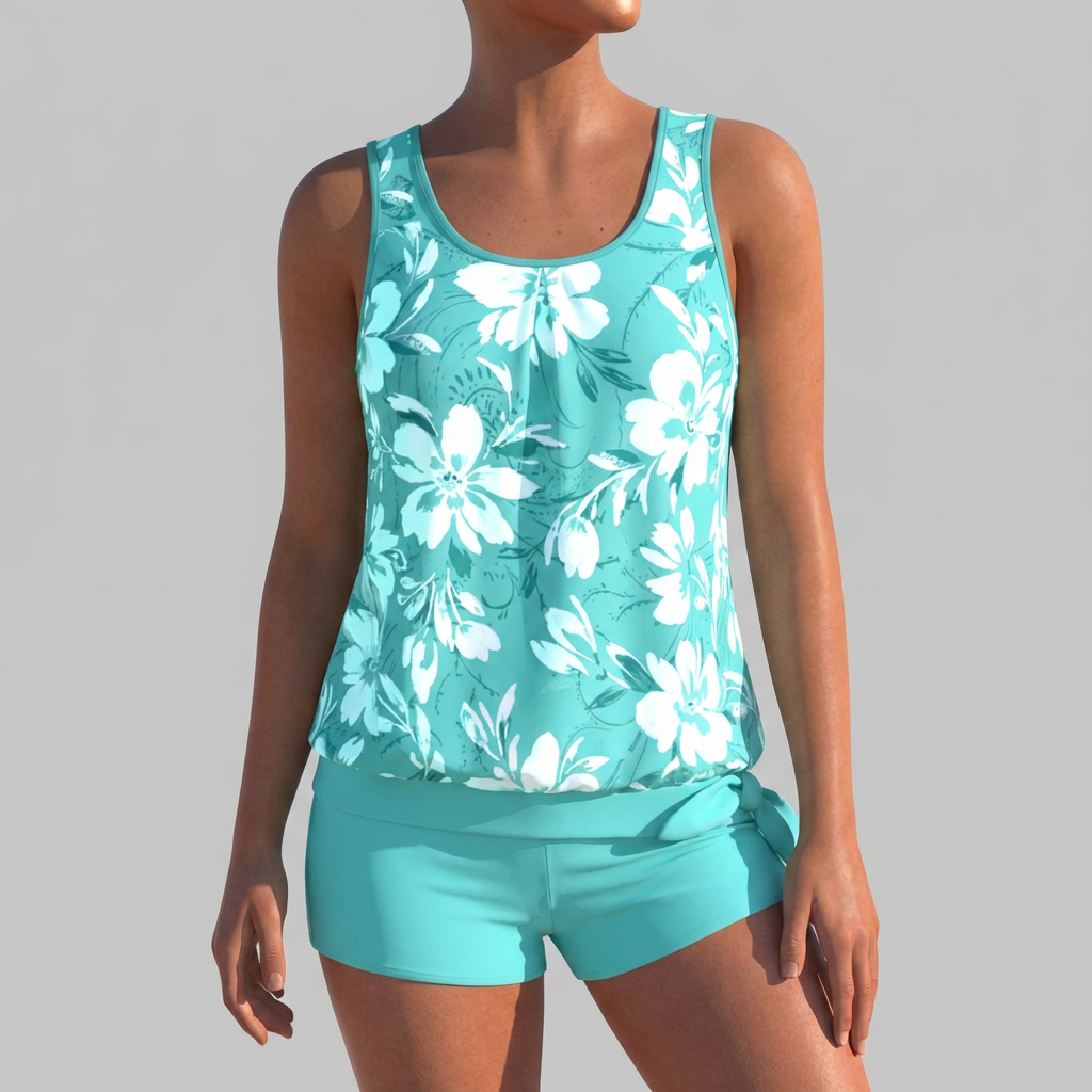 Traje de baño tankini para mujeres conjunto de dos piezas