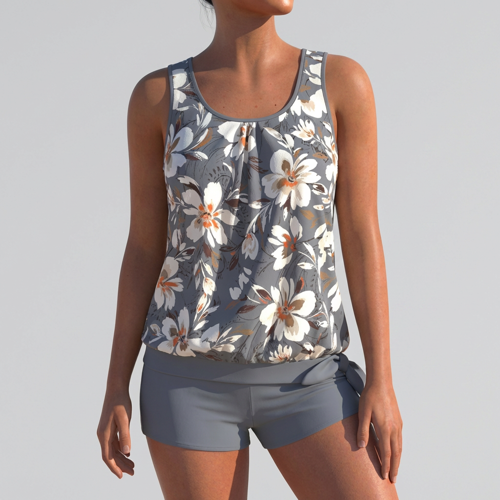 Traje de baño tankini para mujeres conjunto de dos piezas