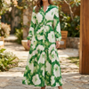 Vestido Maxi para Mujeres con Mangas Largas y Cuello en V