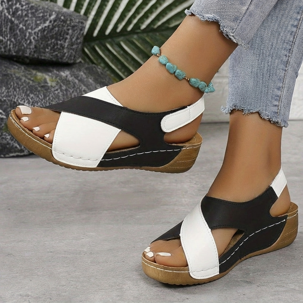 Sandalias de Plataforma con Cuña de Bloque de Color para Mujeres