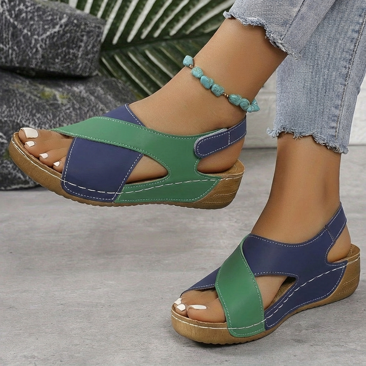 Sandalias de Plataforma con Cuña de Bloque de Color para Mujeres