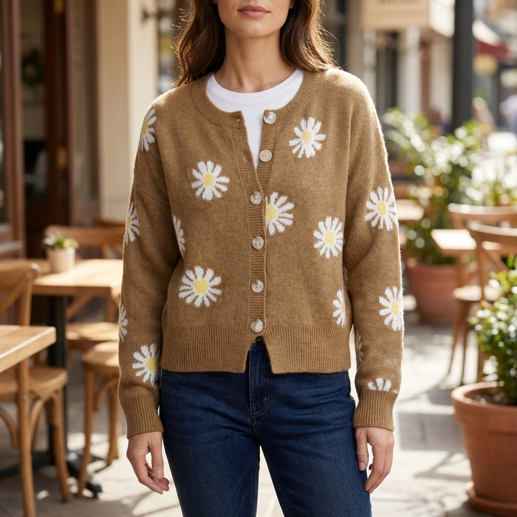 Suéter de Punto Floral para Mujeres