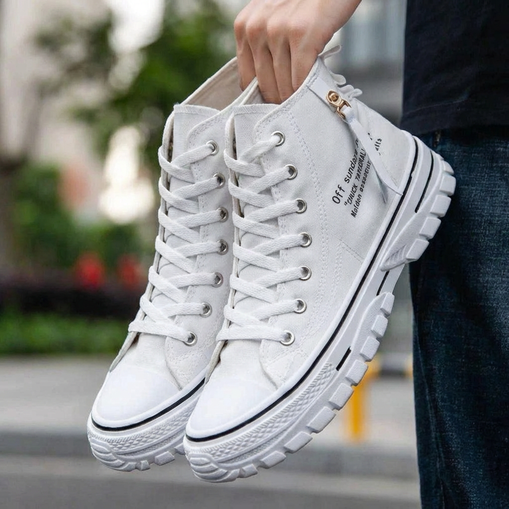 Calzado Alto Casual Streetwear Canvas Grueso para Hombres