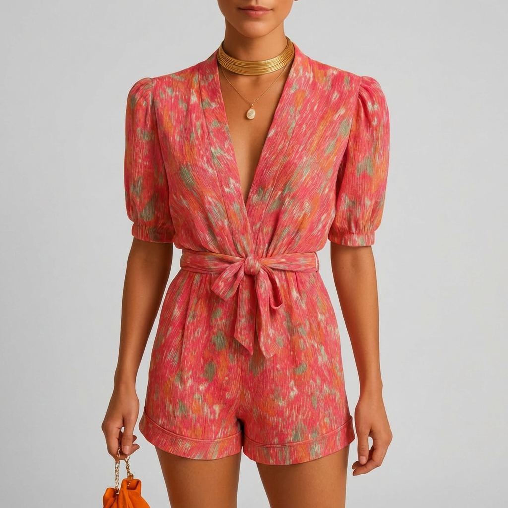 Mono de Verano con Mangas Abullonadas para Mujeres