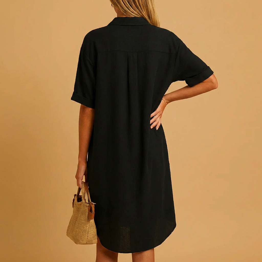 Vestido Camisa con Botones de Corte Relajado para Mujeres