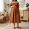 Vestido Maxi de Maternidad Sin Hombros para Mujeres