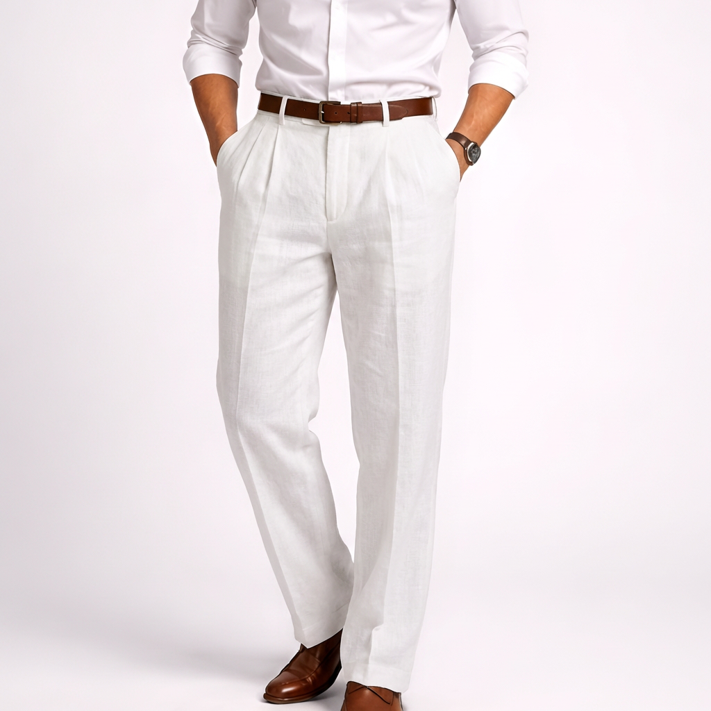 Pantalones Altos de Cintura Alta Estilo Vintage para Hombres