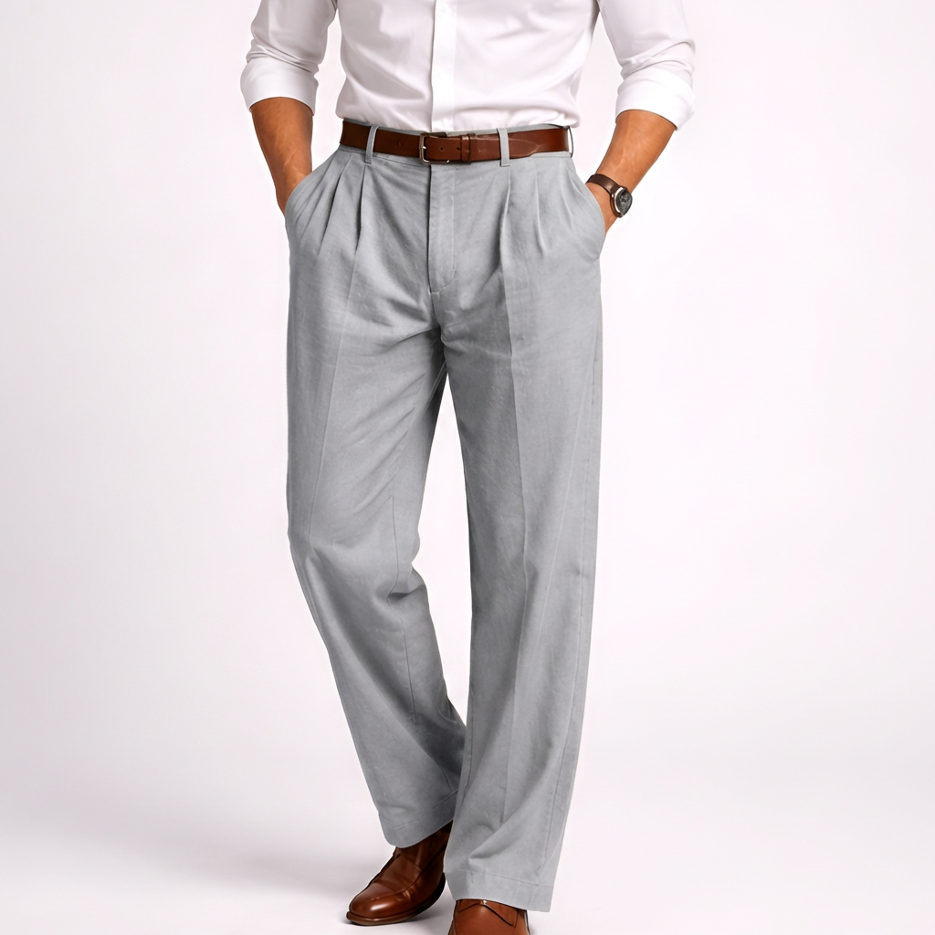 Pantalones Altos de Cintura Alta Estilo Vintage para Hombres