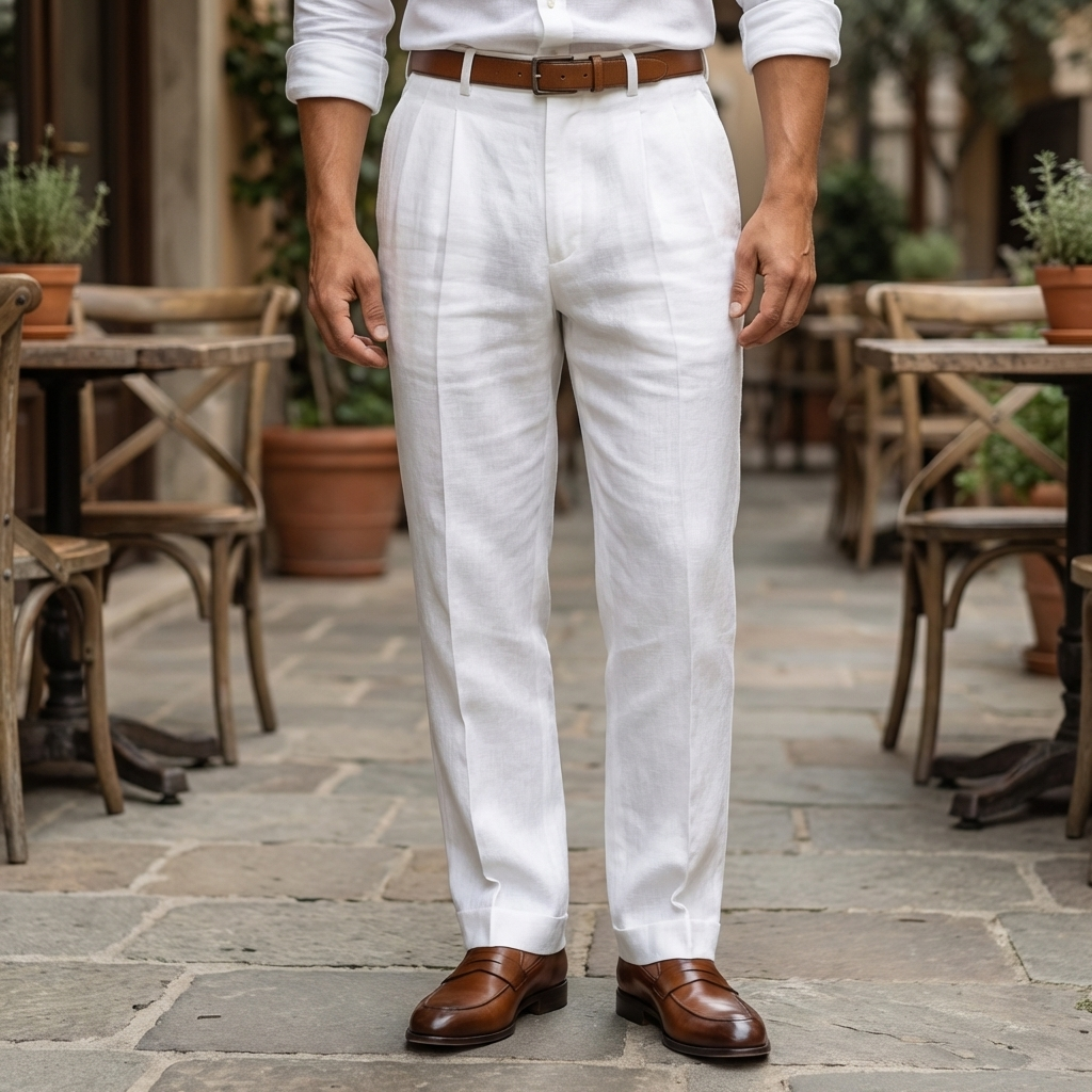 Pantalones Altos de Cintura Alta Estilo Vintage para Hombres