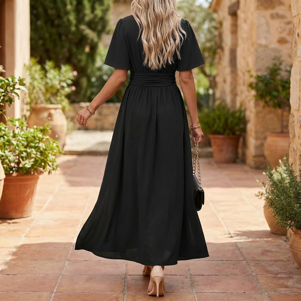 Vestido Maxi Elegante de Cuello en V para Mujeres