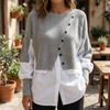 Pullover Dos en Uno con Dobladillo de Blusa Blanca