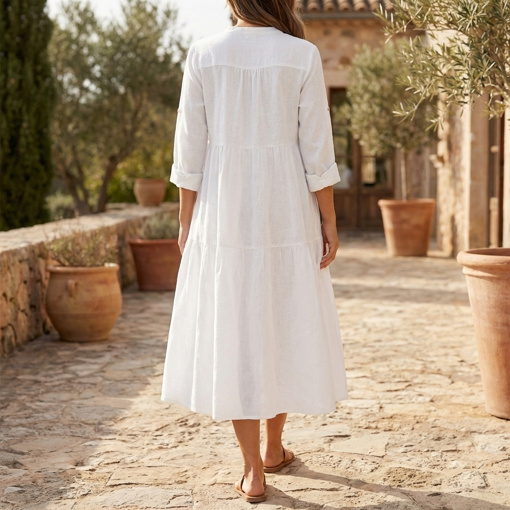 Vestido Camisa de Algodón y Lino Relajado para Mujeres