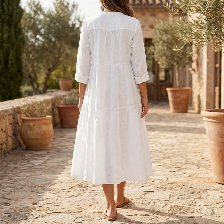 Vestido Camisa de Algodón y Lino Relajado para Mujeres