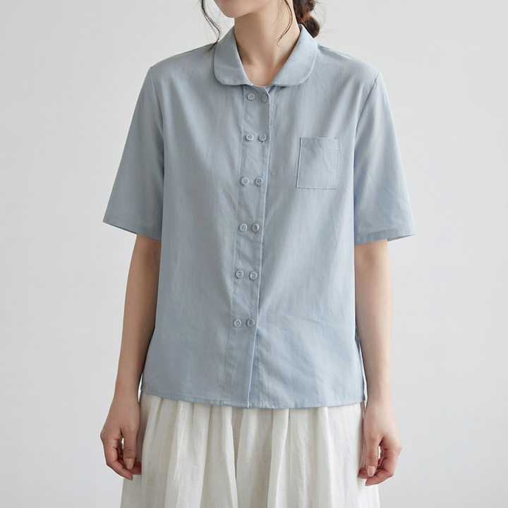 Blusa de Algodón y Lino con Corte Relajado para Mujeres