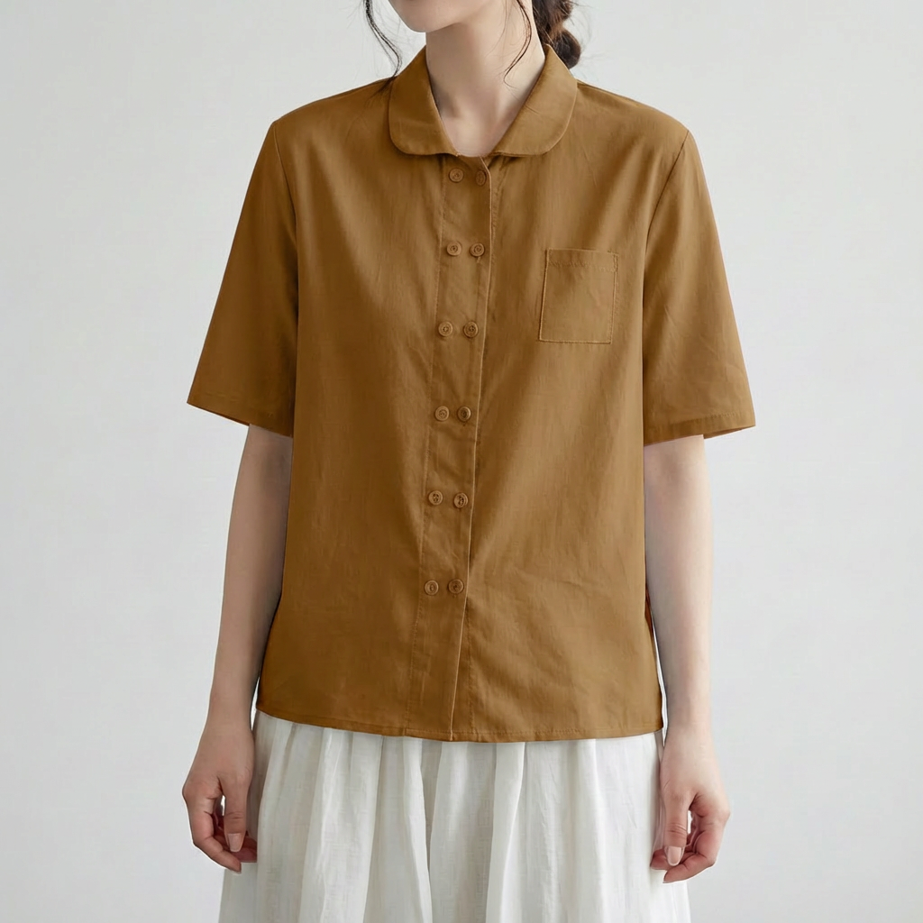 Blusa de Algodón y Lino con Corte Relajado para Mujeres