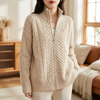Cardigan de Pelo Fino con Cuello Alto para Mujeres