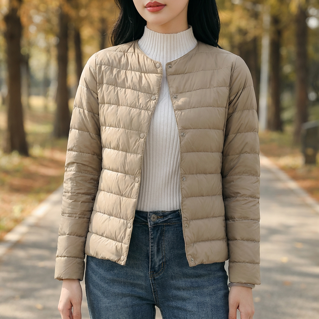 Abrigo Sin Cuello Primavera y Invierno para Mujeres