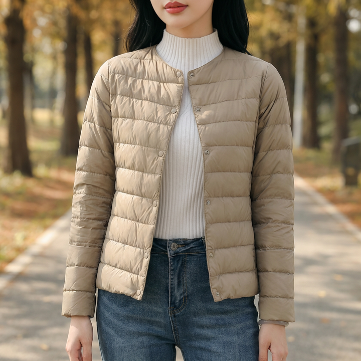 Abrigo Sin Cuello Primavera y Invierno para Mujeres