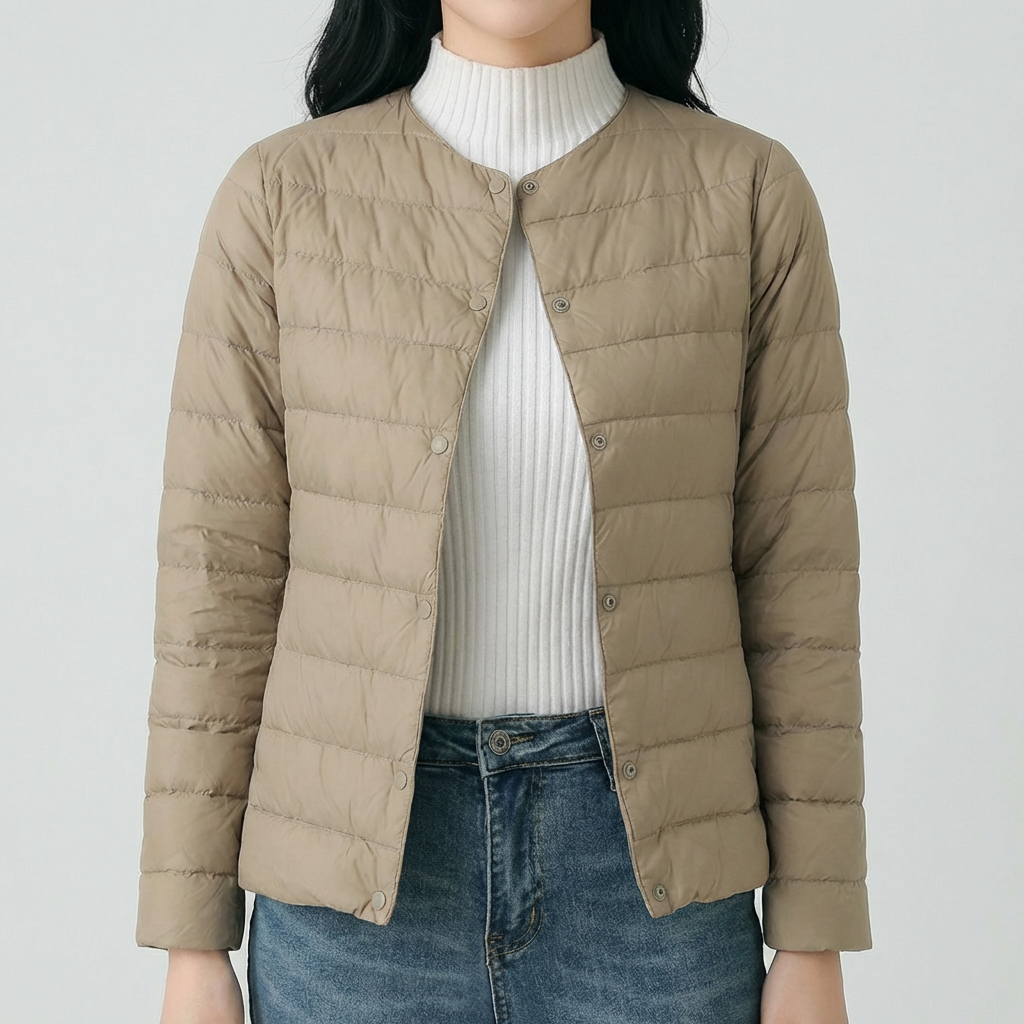 Abrigo Sin Cuello Primavera y Invierno para Mujeres