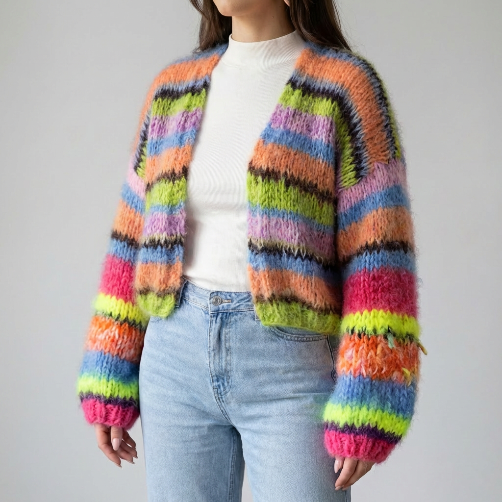 Cardigan Abierto a Rayas para Mujeres