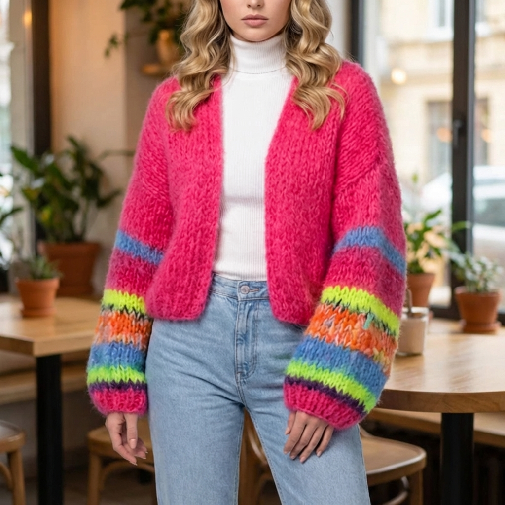 Cardigan Abierto a Rayas para Mujeres