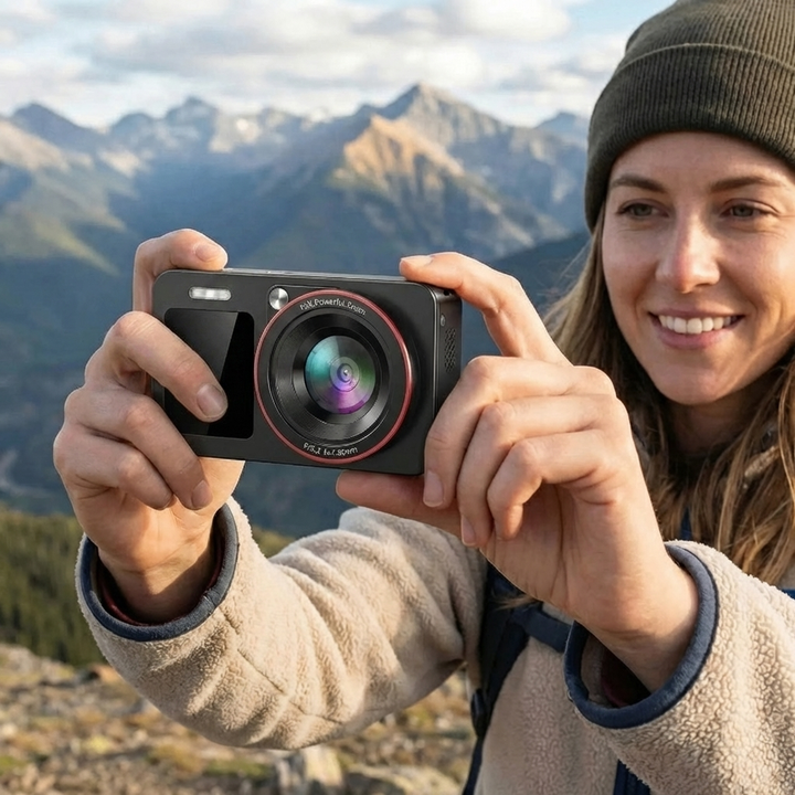 Cámara Digital 4K Compacta de Doble Pantalla