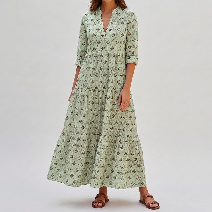Vestido Largo de Impresión Boho Encanto Vintage para Mujeres