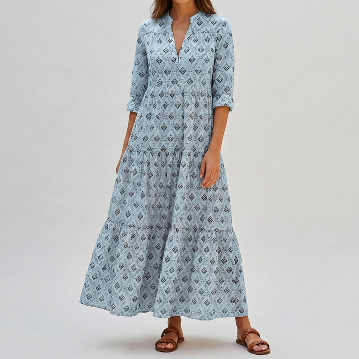 Vestido Largo de Impresión Boho Encanto Vintage para Mujeres