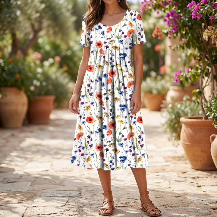 Vestido de Verano con Volantes Florales Vintage para Mujeres