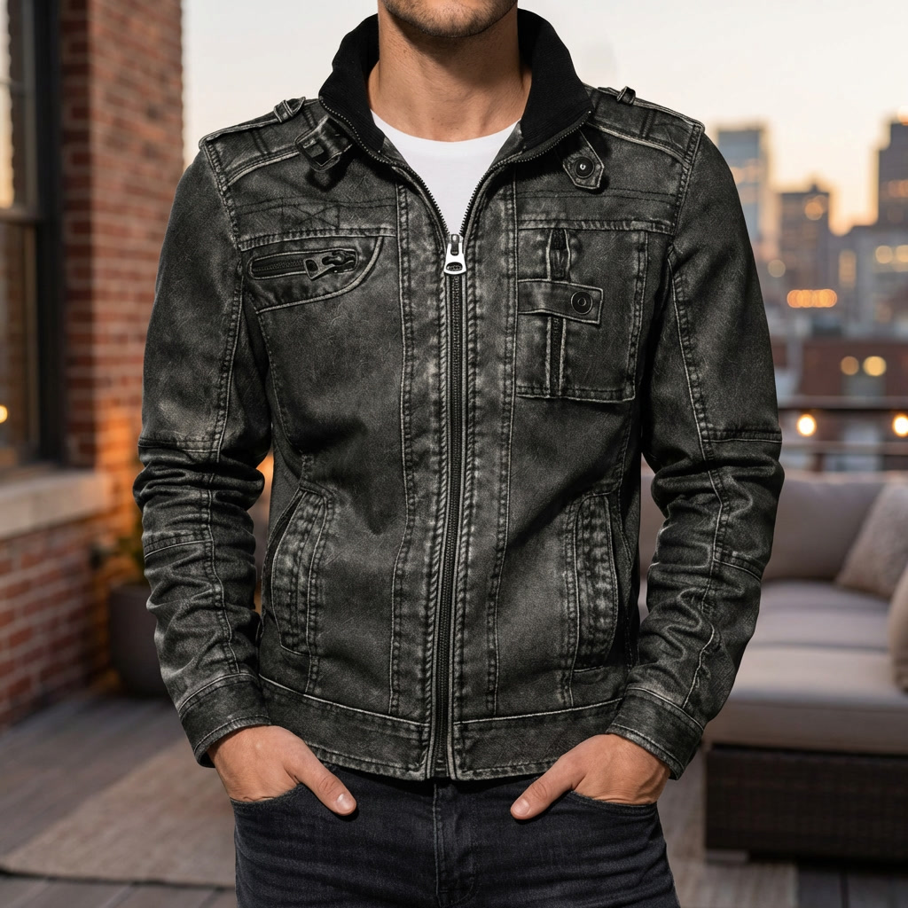 Chaqueta de Cuero para Motocicleta Premium para Hombres