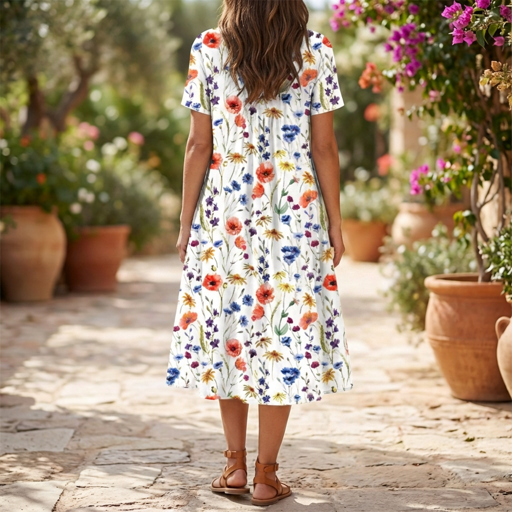 Vestido de Verano con Volantes Florales Vintage para Mujeres